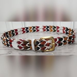 Women's colorful braided belt size Small genuine leather